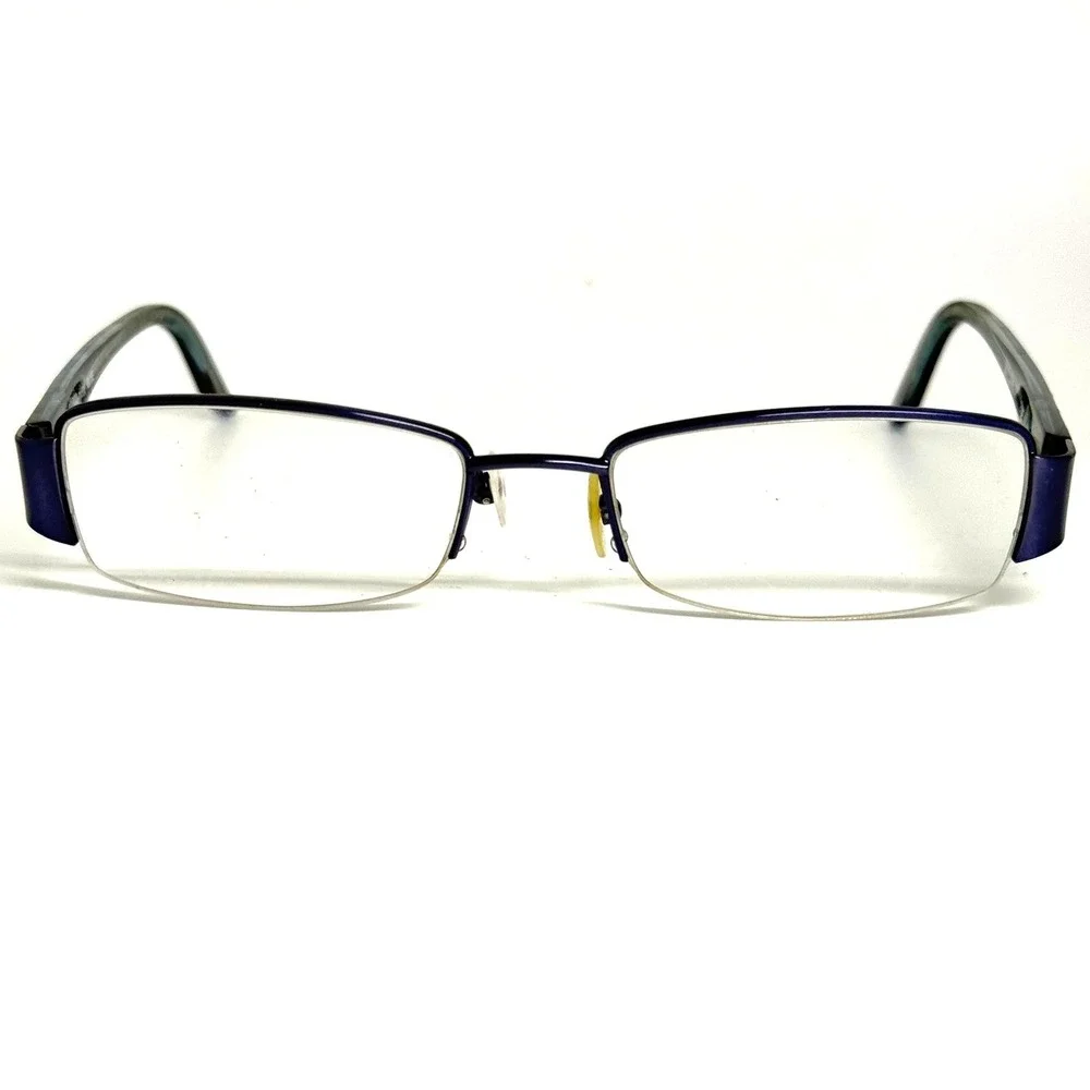 Bulova Erie Blue Semi Rimless Eyeglass Frames Tortoise Temples 50-17-135